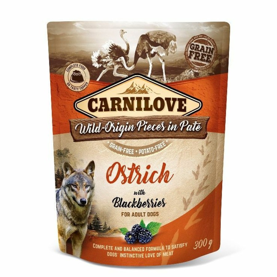 Hond CARNILOVE | Carnilove Dog Pouch Pate Ostrich With Blackberries 300 Gram - Bestel Nu