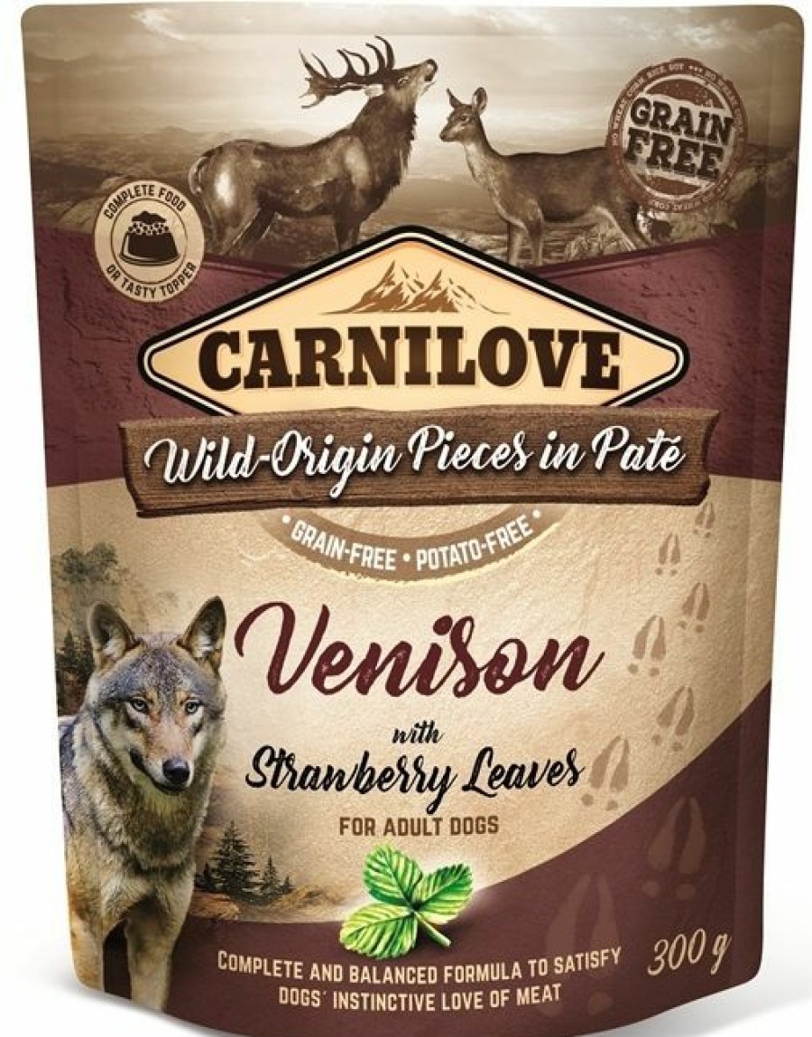 Hond CARNILOVE | Carnilove Dog Pouch Pate Venison With Strawberry Leaves 300 Gram - Bestel Nu