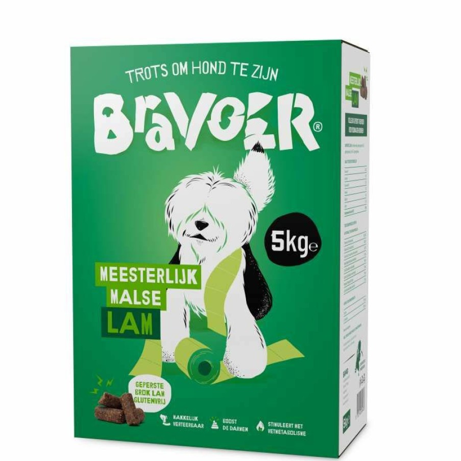 Hond BRAVOER | Bravoer Geperst Hondenvoer Meesterlijk Malse Lam 5 Kg - Bestel Nu