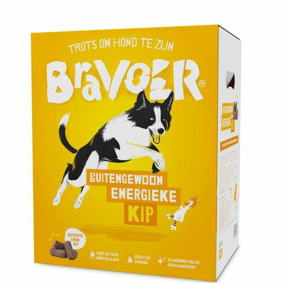 Hond BRAVOER | Bravoer Geperst Hondenvoer Buitengewoon Energieke Kip 15 Kg