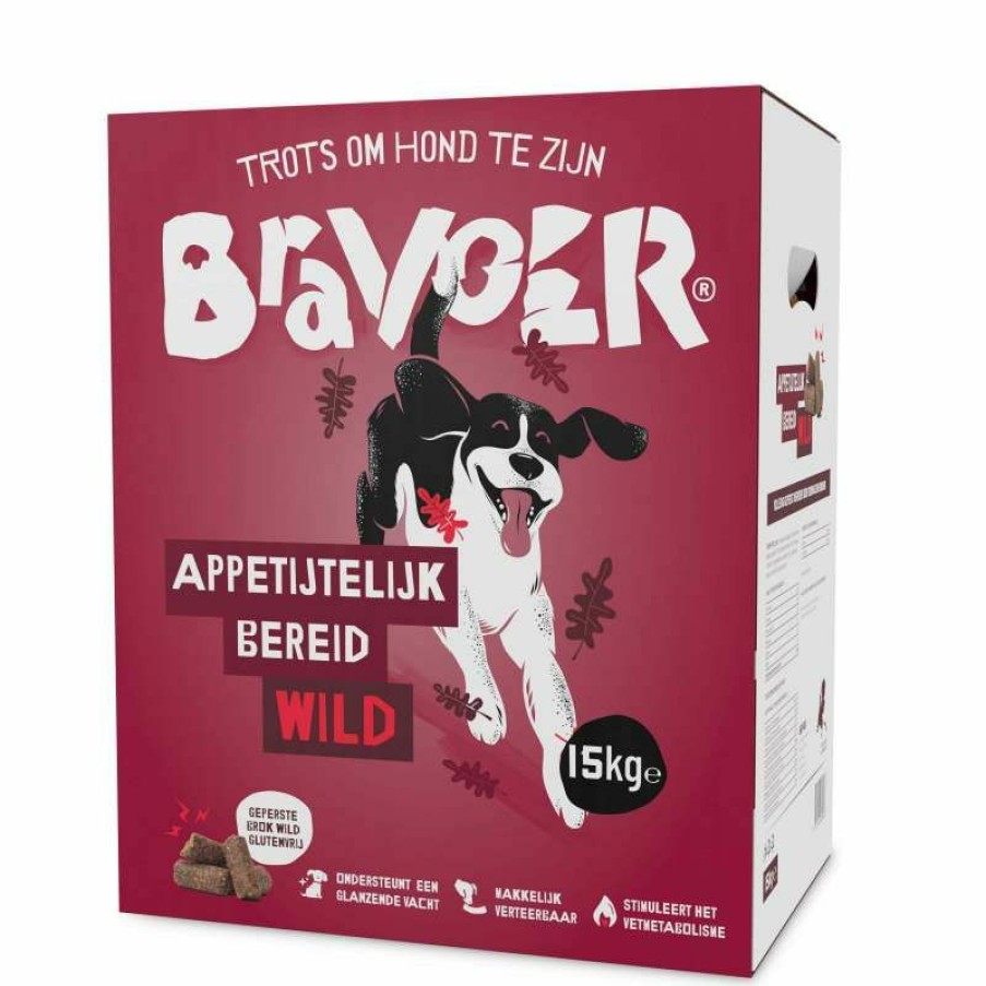 Hond BRAVOER | Bravoer Geperst Hondenvoer Appetijtelijk Bereid Wild 15 Kg