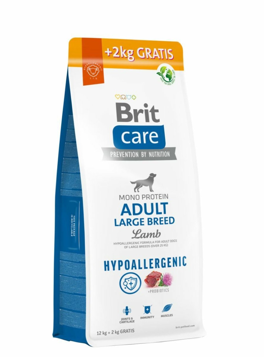 Hond BRIT | Brit Care Hypoallergenic Adult Large Breed Lamb& Rice 12 + 2 Kg Gratis